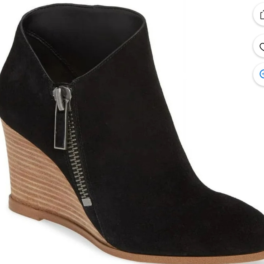 1. State Black Ankle Booties with Brown Wedge